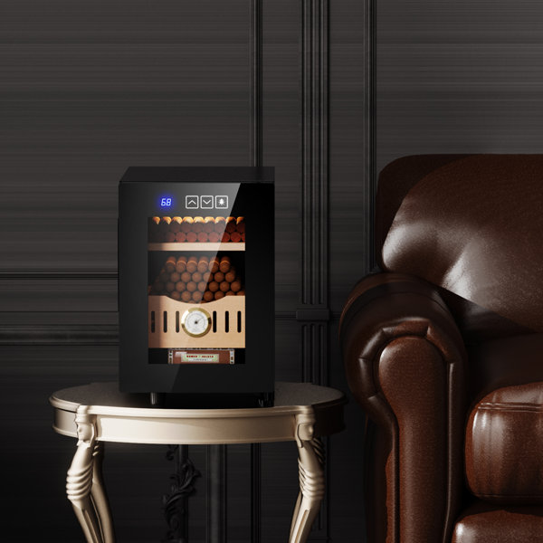 LINKEWODE 16L Electric Cigar Humidor Cooling With Spanish Cedar Wood Shelves & Hygrometer (2